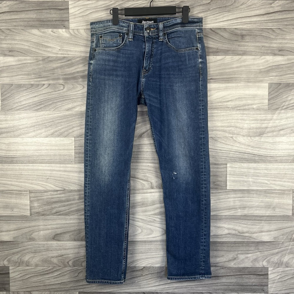 Revtown Jeans Mens 31X27 Blue Medium Wash Decade‎ Denim Sharp Straight Stretch
